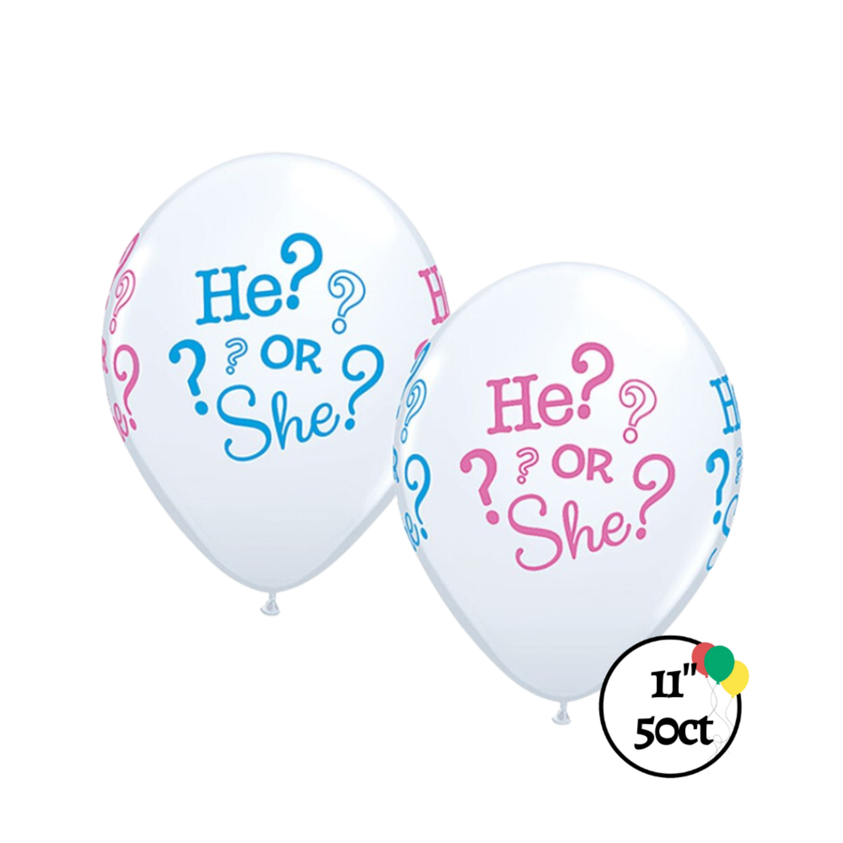 Qualatex Qualatex He or She Gender Reveal Balloons 11" 50ct