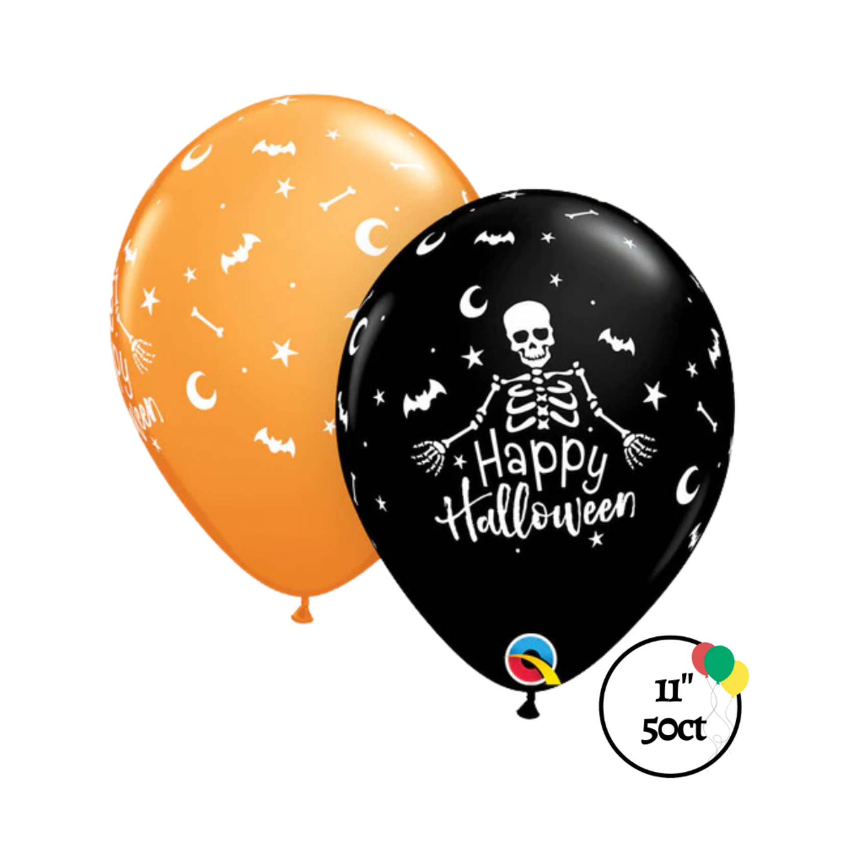 Qualatex Qualatex 11" Happy Halloween Skeleton Balloon 50ct.