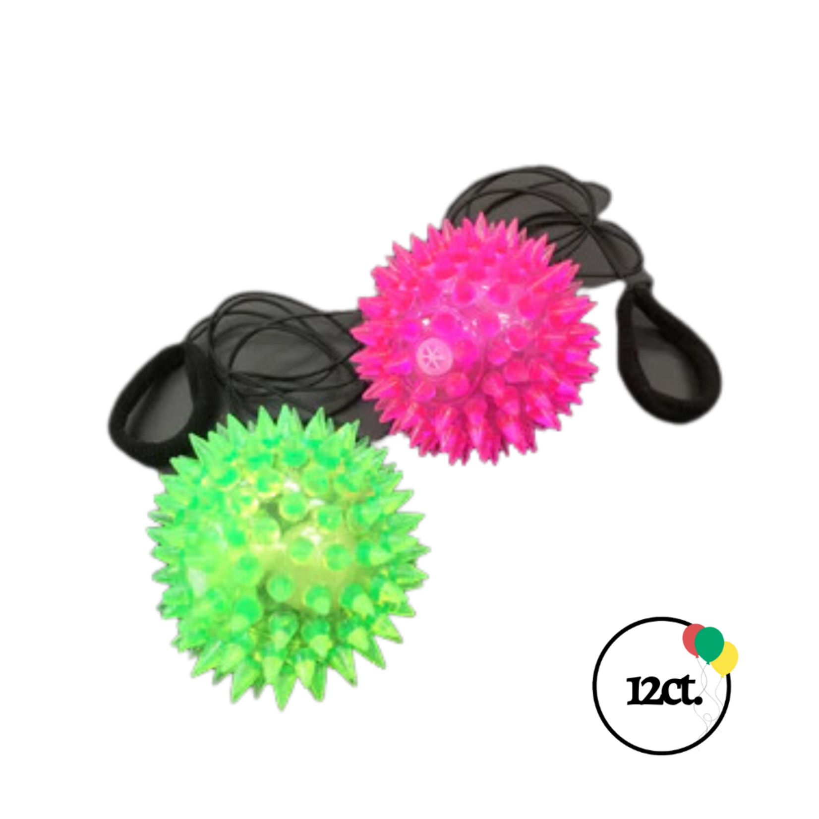 Squeeky Spiky Ball with Return Wristband 12ct