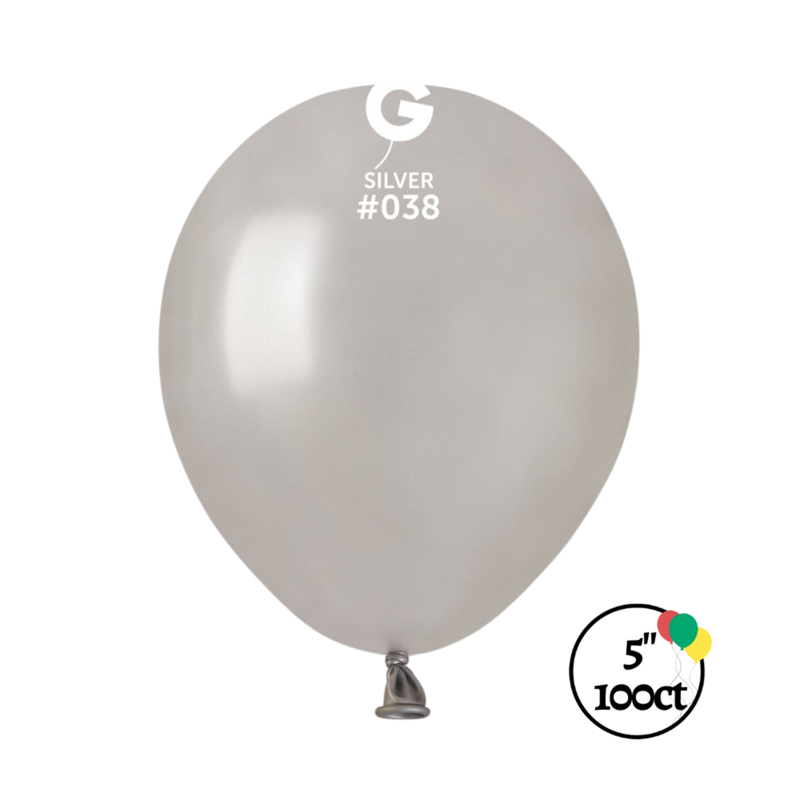 Gemar Gemar 5" Silver 100ct Balloons