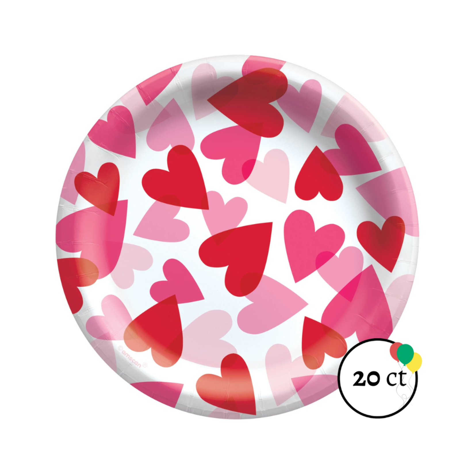 6.75" Round Heart Plates 20ct