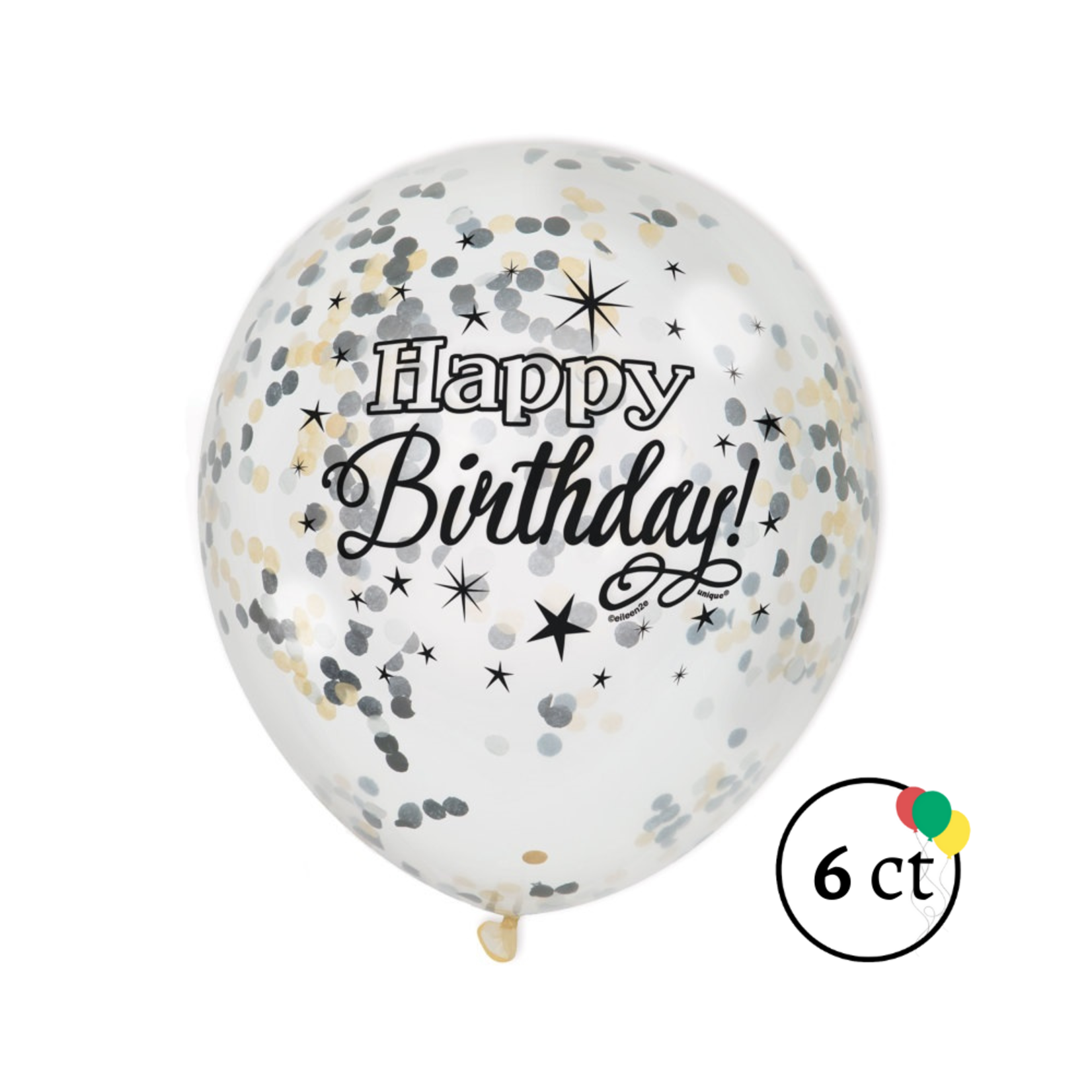 Happy Birthday Black Confetti Balloons 6ct