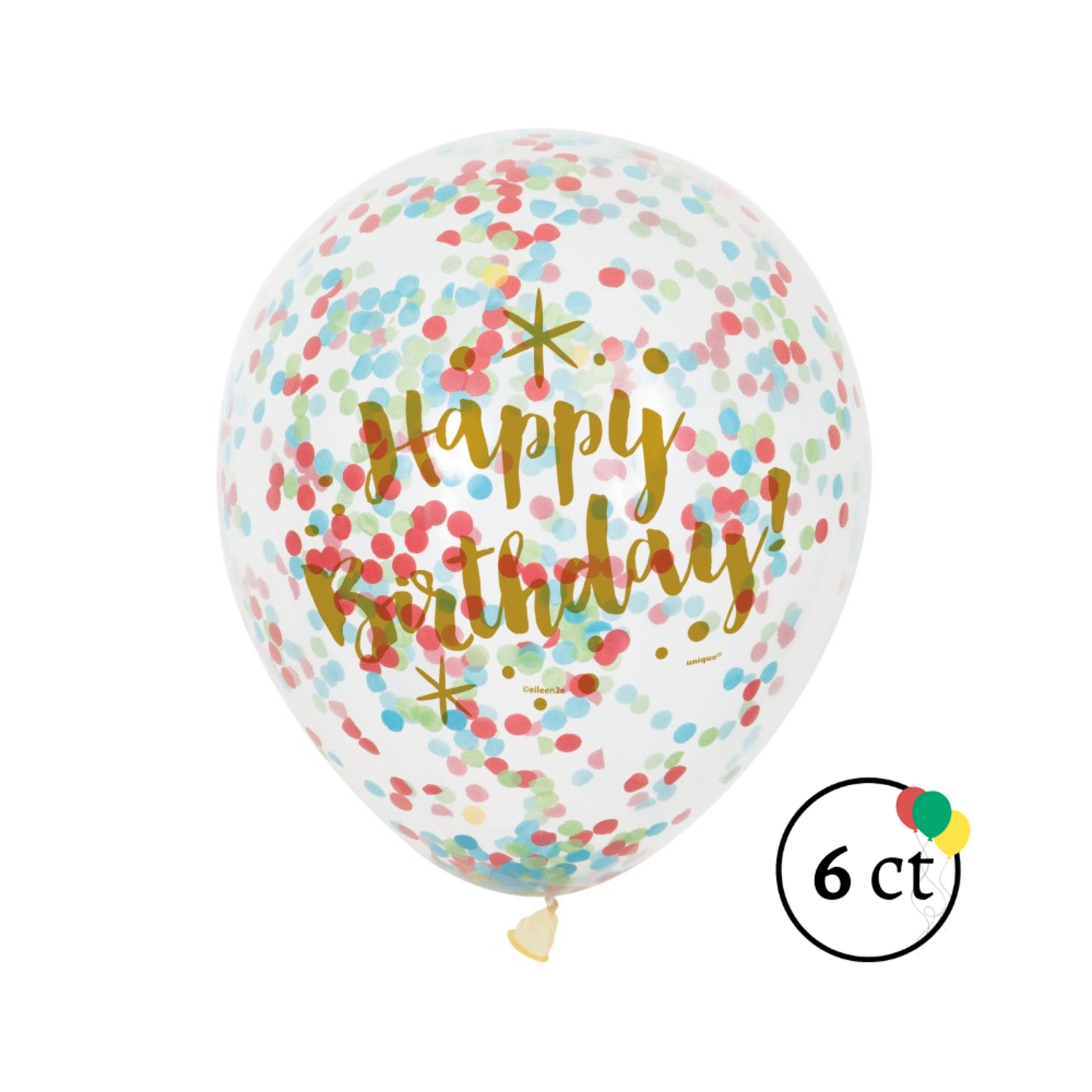 Happy Birthday Mix Colors Confetti Balloons 6ct