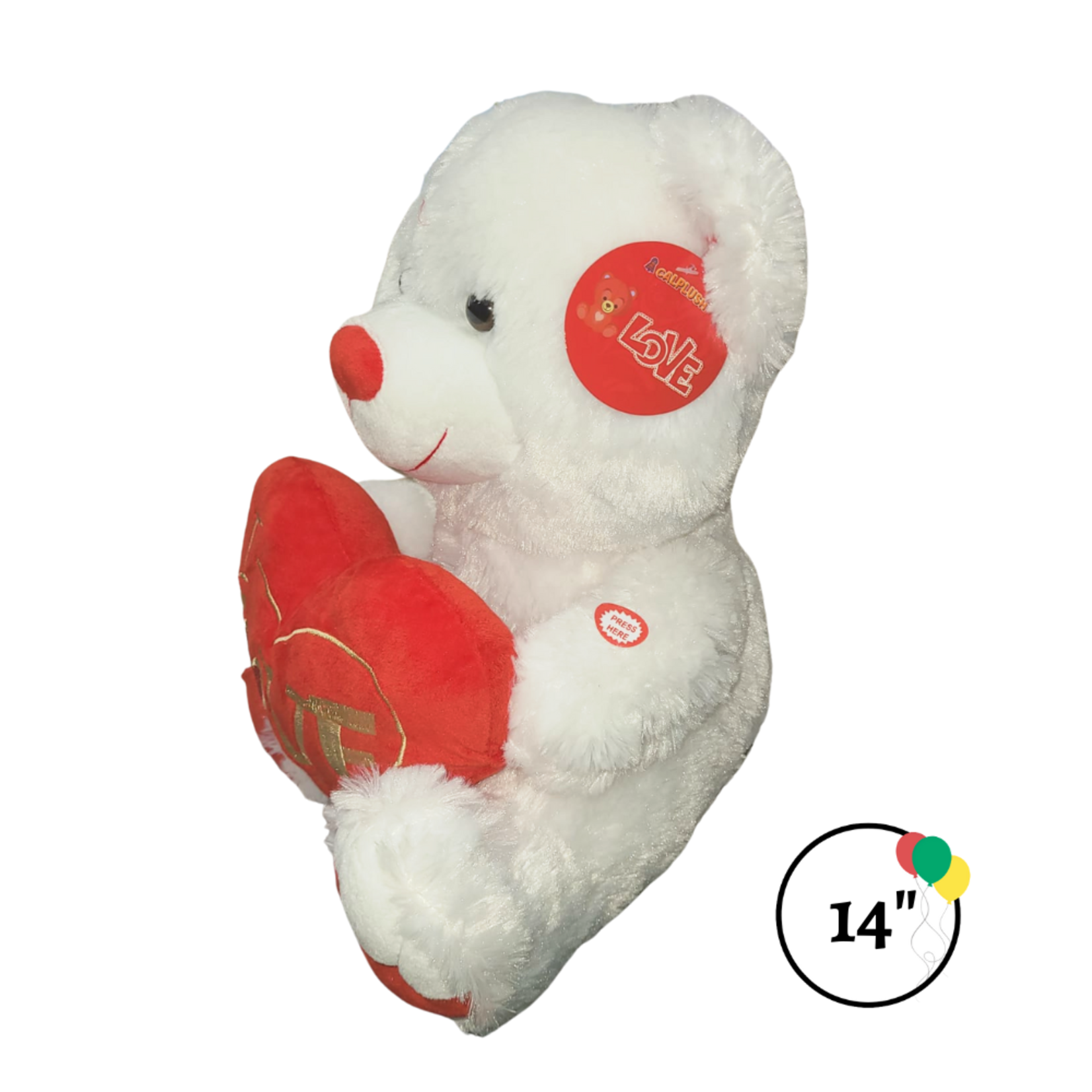 14" Musical Bear w Red and Gold Heart