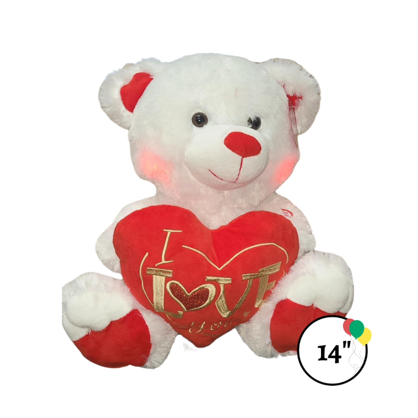 14" Musical Bear w Red and Gold Heart