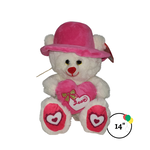 14" Beige Bear with Red Heart and Cap