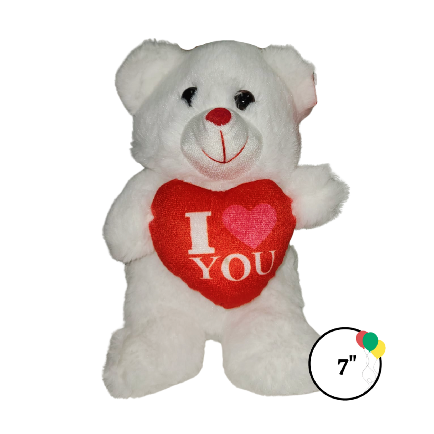 7" White Bear with Heart