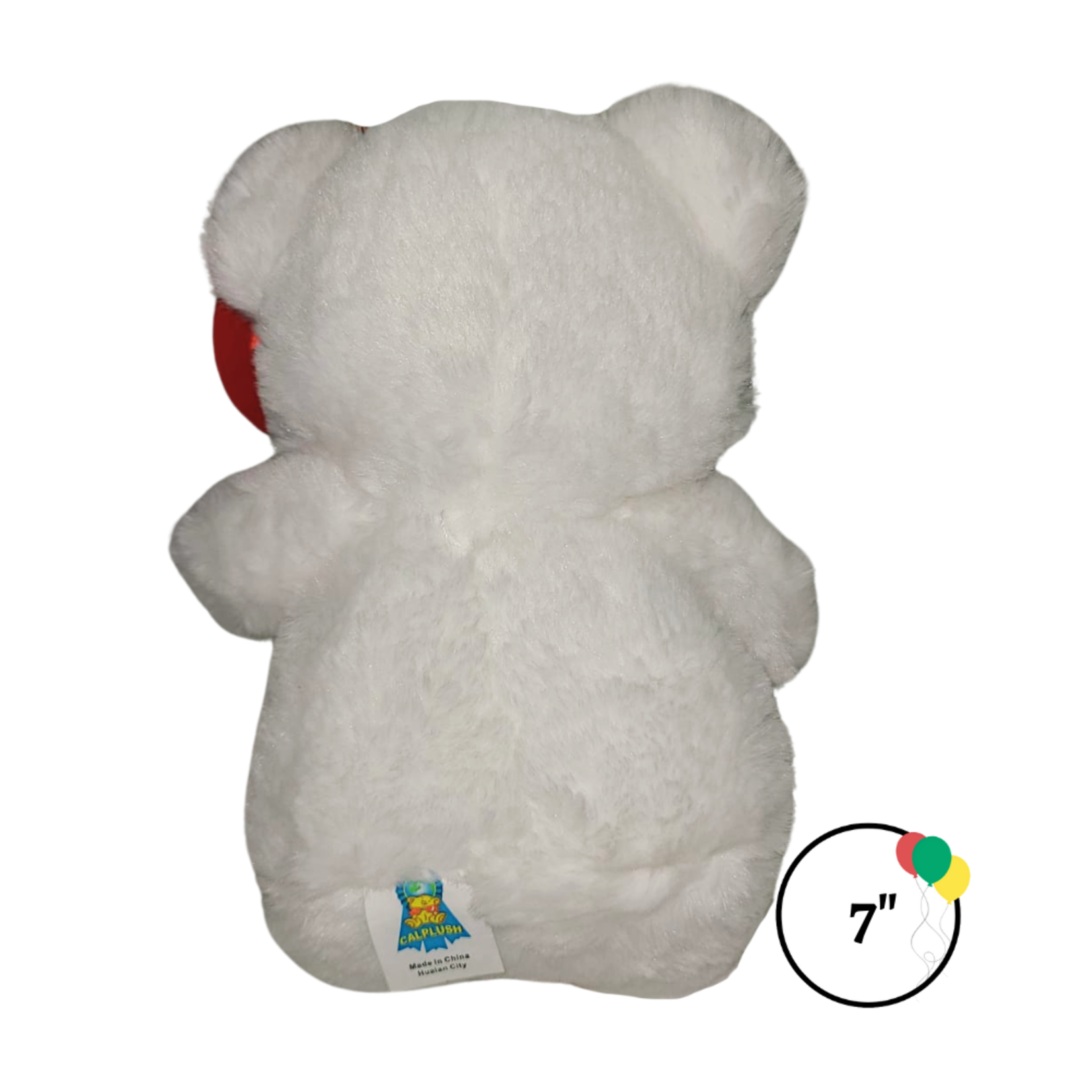 7" White Bear with Heart