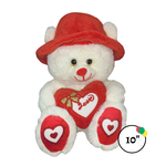 10" Beige Bear w Red Heart and Cap