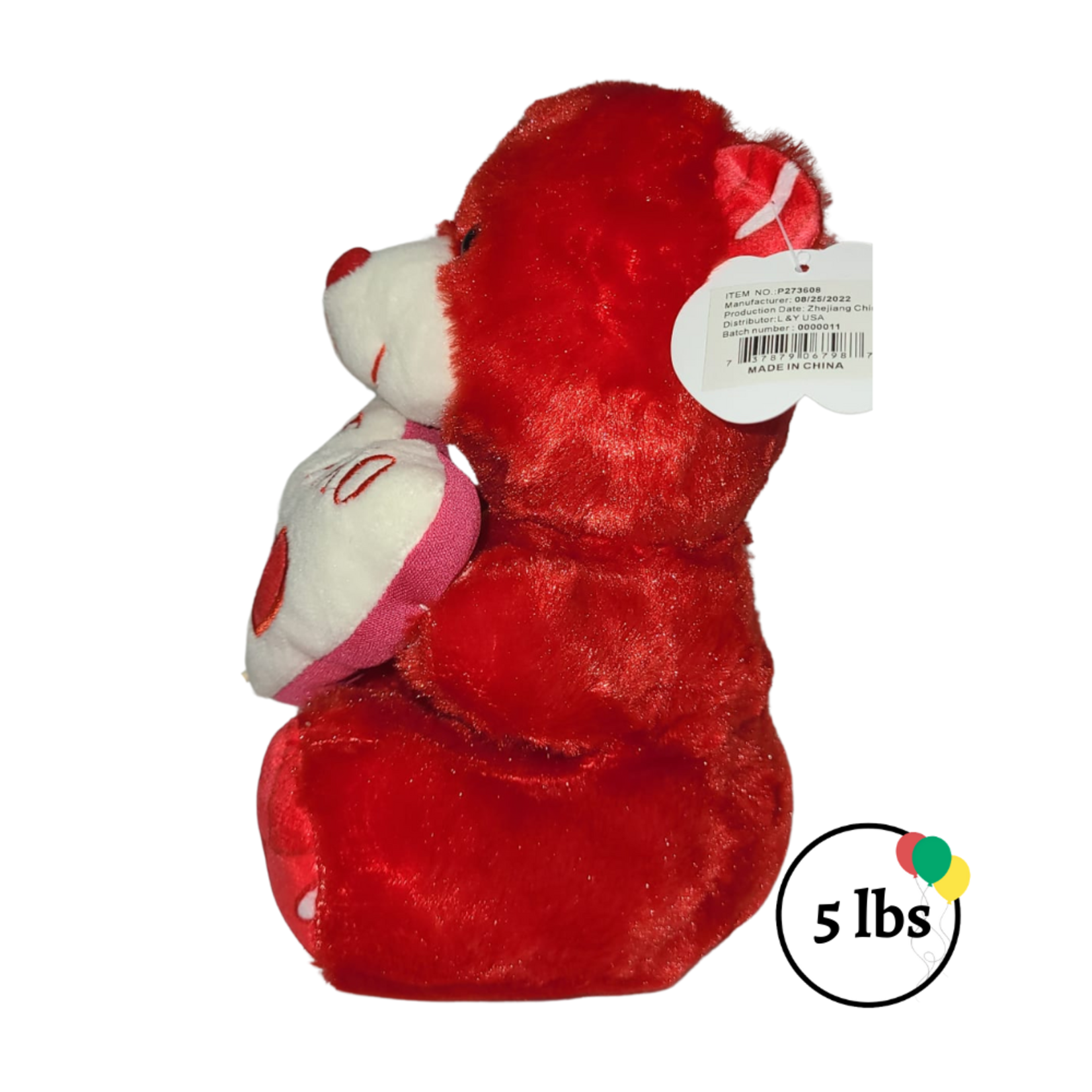 7" Red / White / Pink Colored Valentines Day Bear