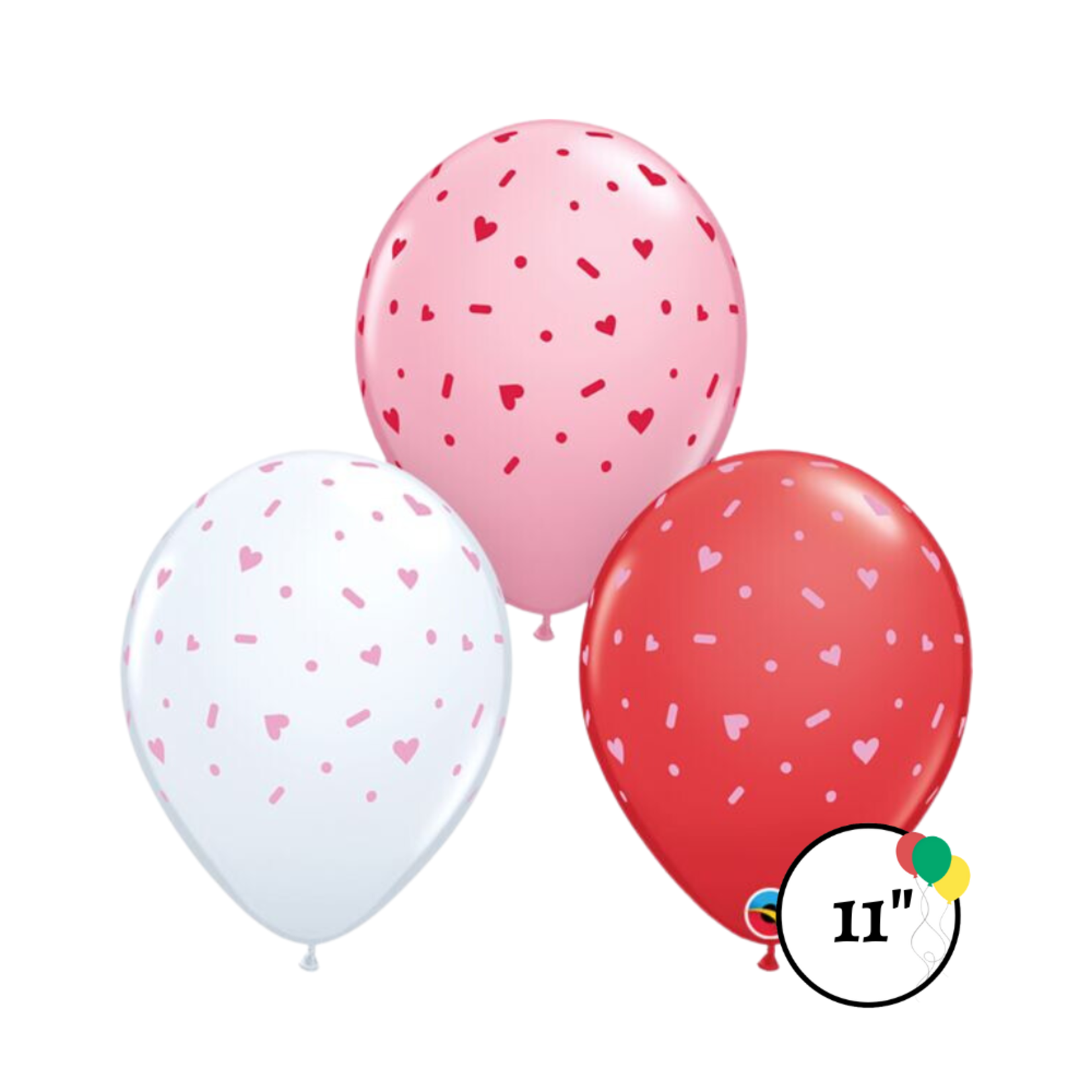 Qualatex Qualatex 11" Hearts & Sprinkles Latex Balloons