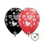 Qualatex Qualatex 11" Patterned Hearts & Arrows Latex Balloons