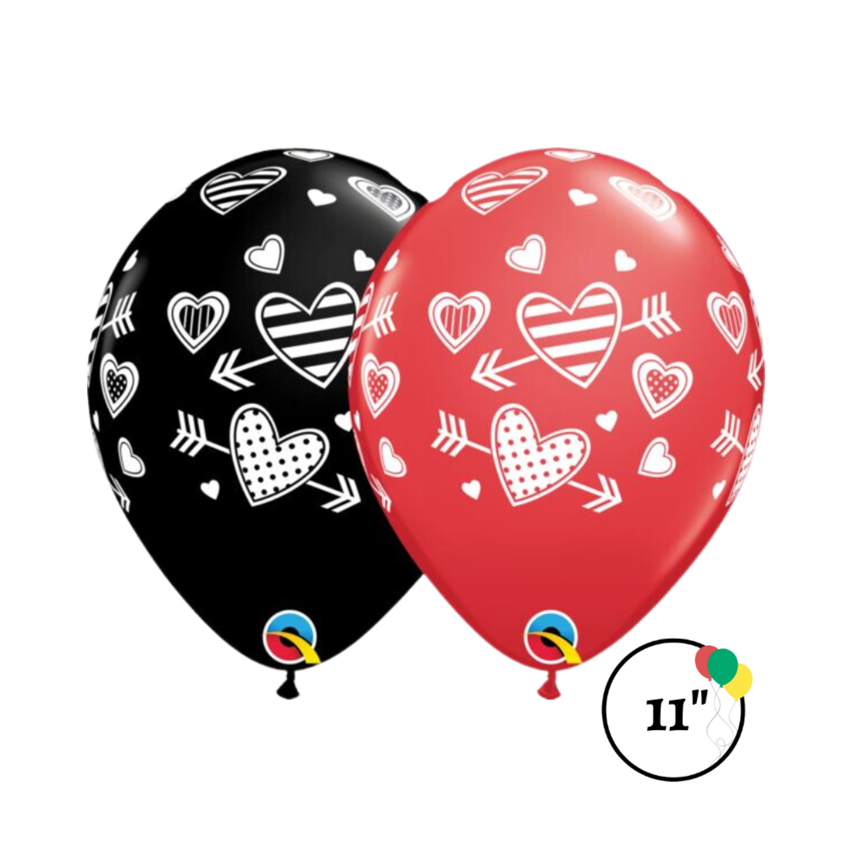 Qualatex Qualatex 11" Patterned Hearts & Arrows Latex Balloons