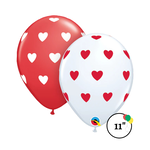 Qualatex Qualatex 11" Big Hearts Red, White Latex Balloons