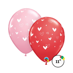Qualatex Qualatex 11" Hearts & Speckles Red, Pink Latex Balloons