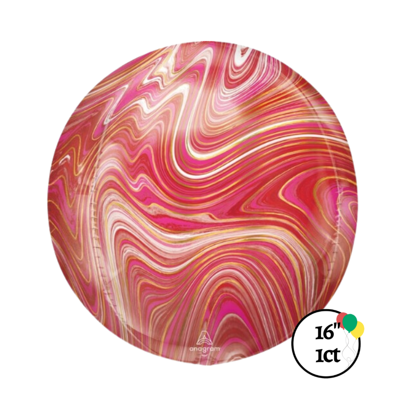 16" Red Marble Orbz Balloon