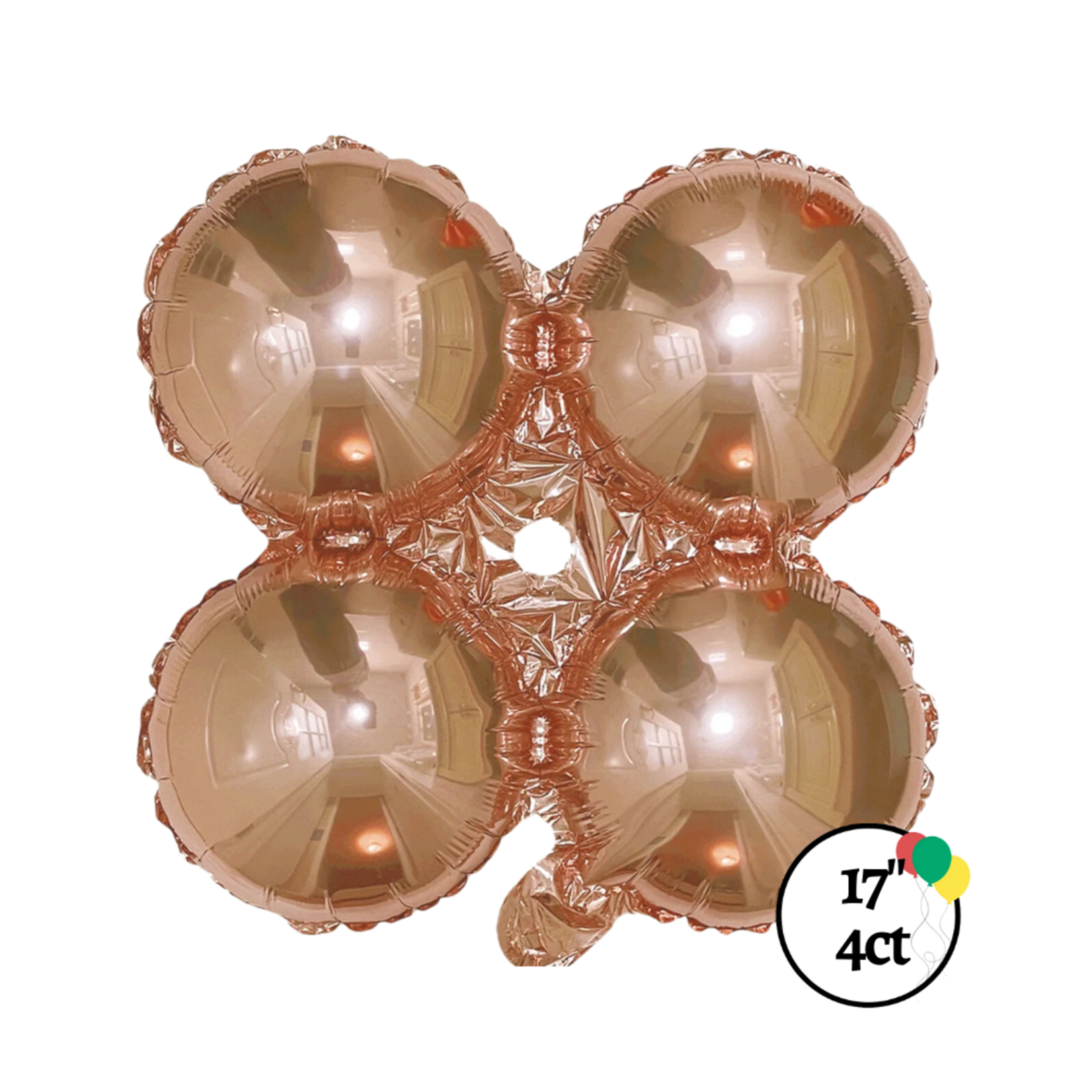 17" Chrome Rose Gold Quad Balloon 4ct