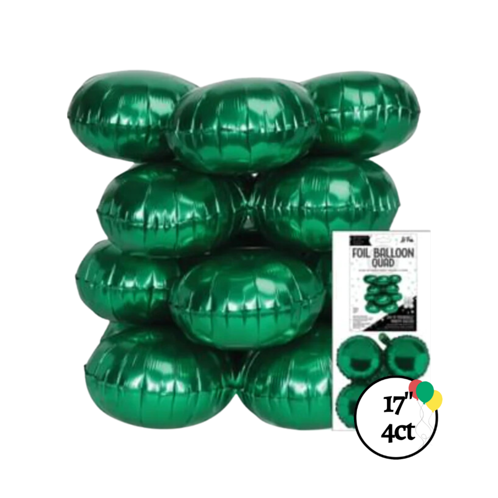 17" Green Quad Balloon 4ct