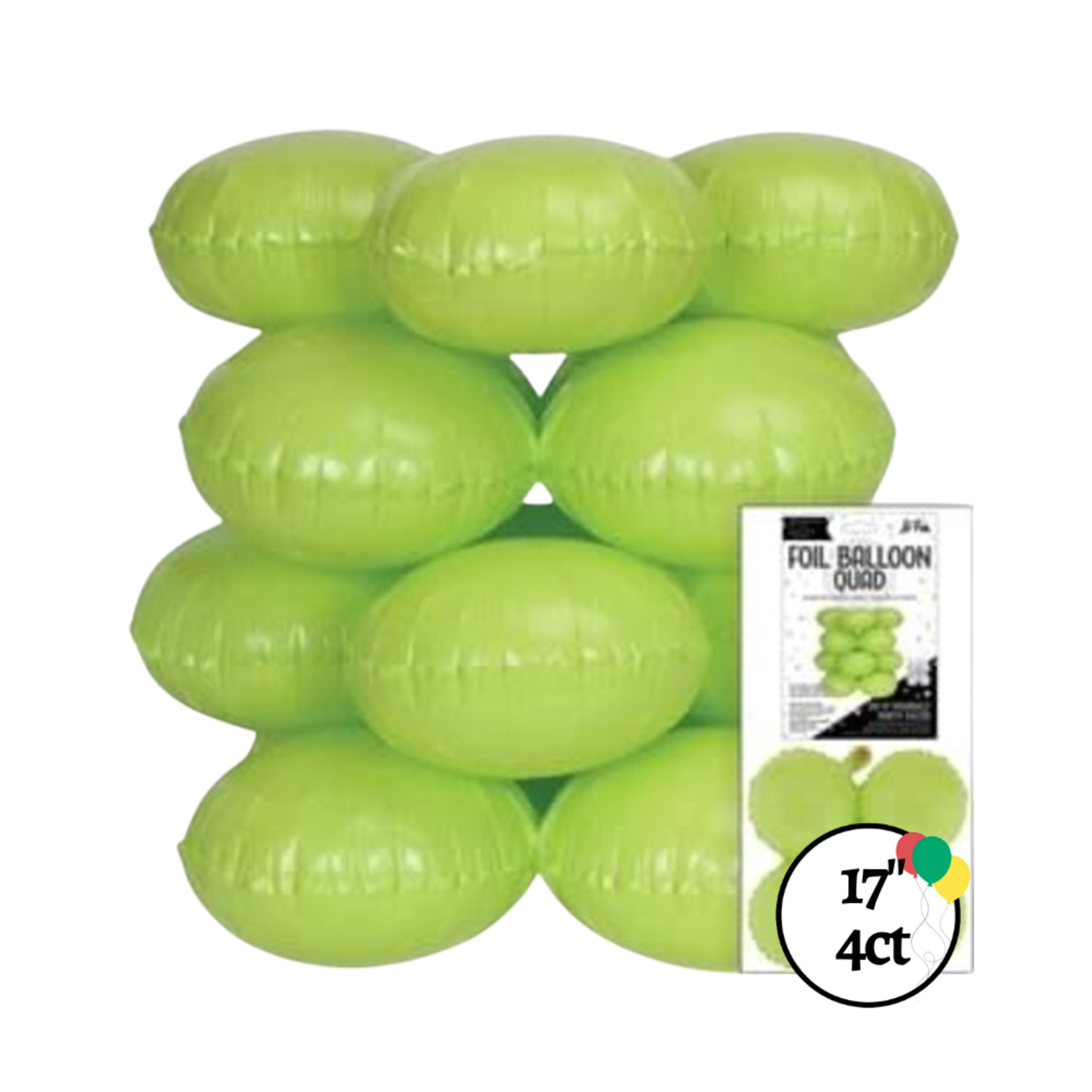 17" Macaron Lime Green Quad Balloon 4ct
