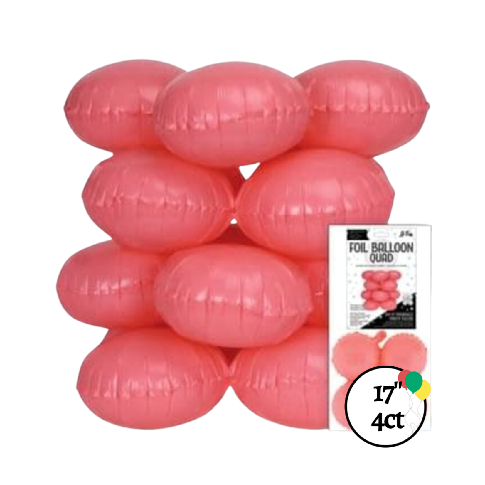 17" Macaron Coral Quad Balloon 4ct