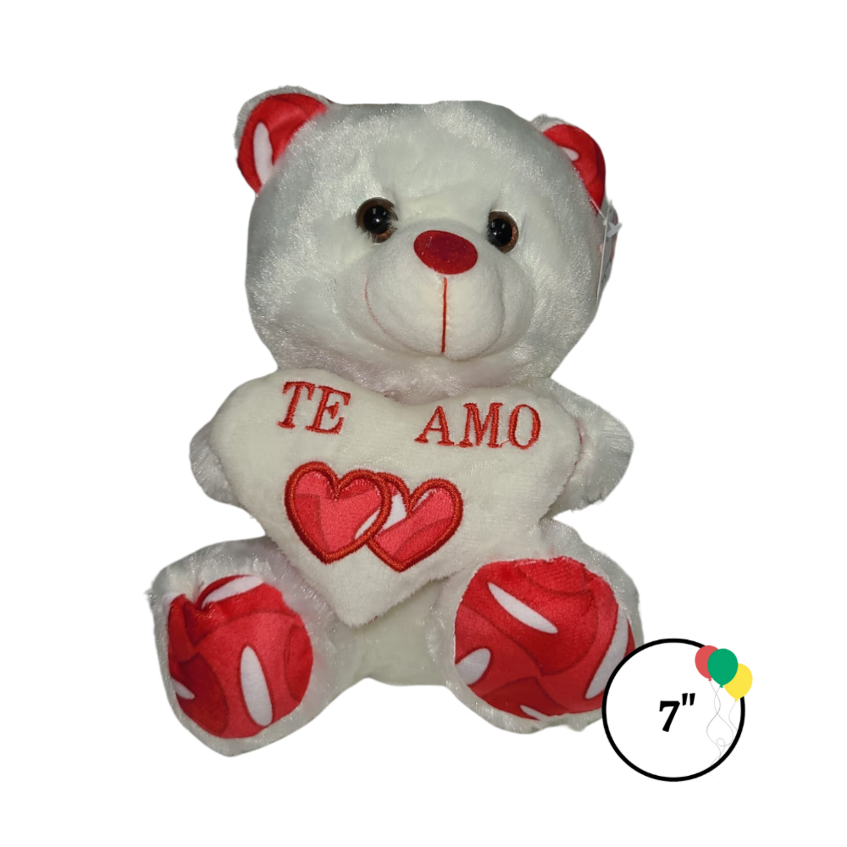 7" Red / White / Pink Colored Valentines Day Bear