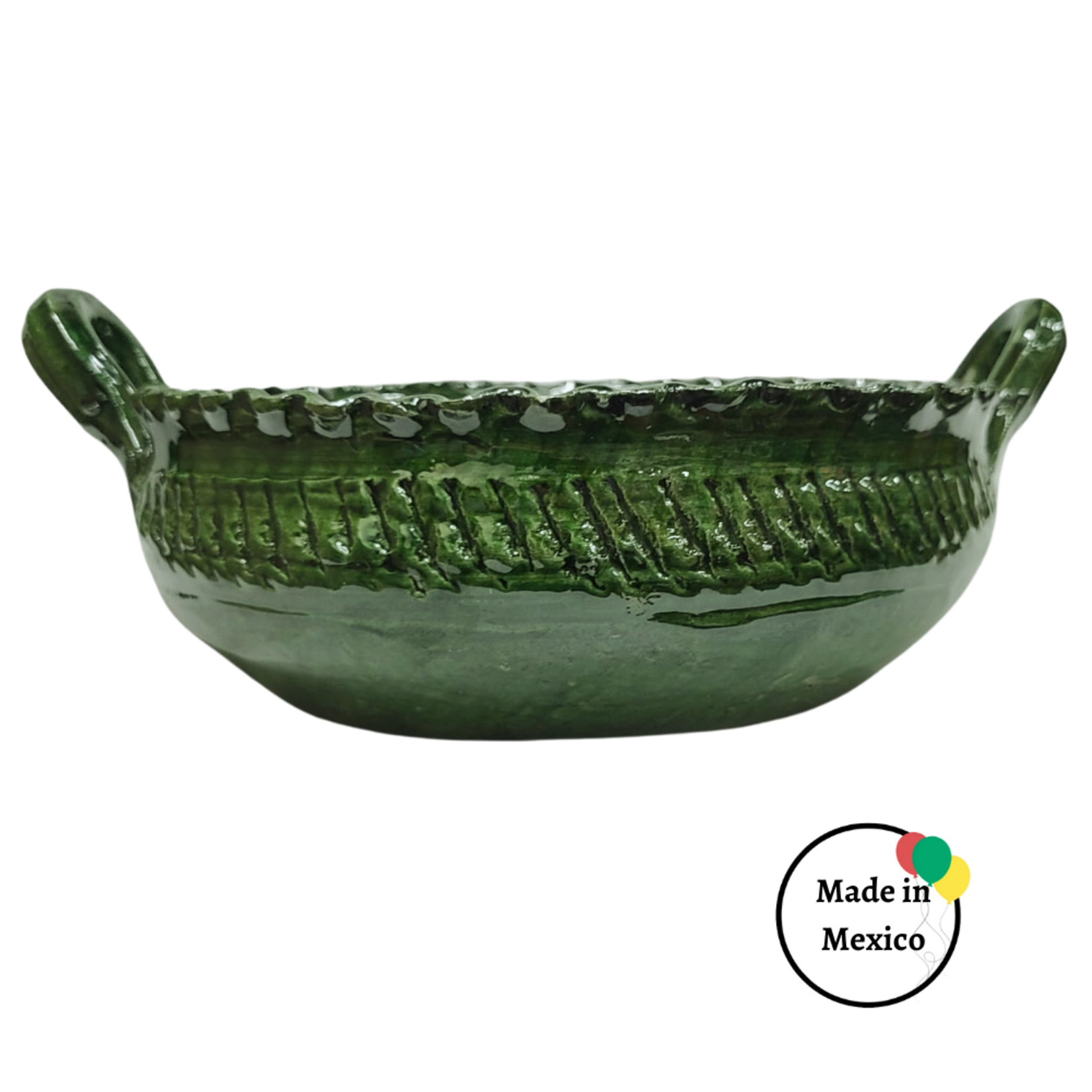 Cazuelita de Barro Toda Verde con Orilla China