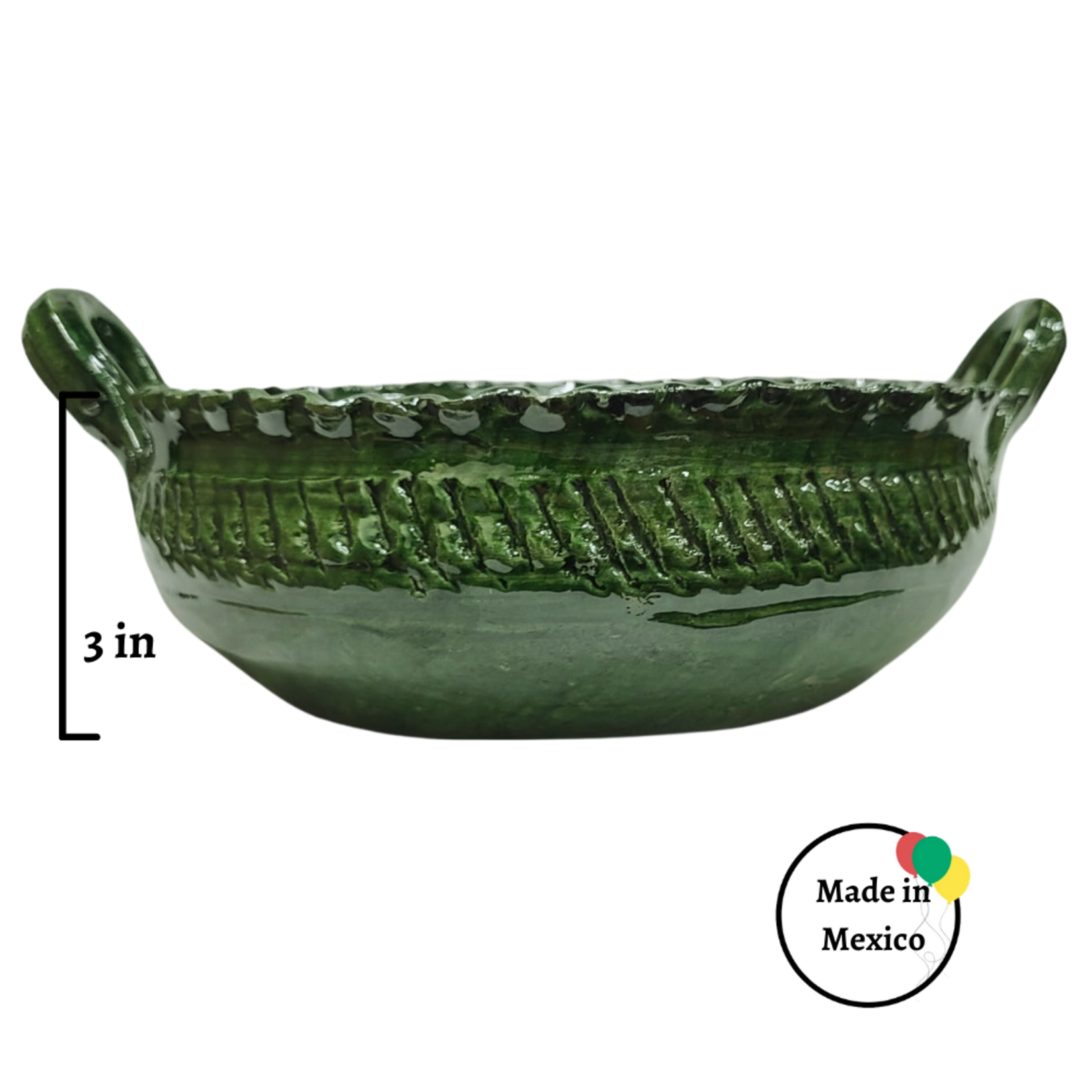 Cazuelita de Barro Toda Verde con Orilla China