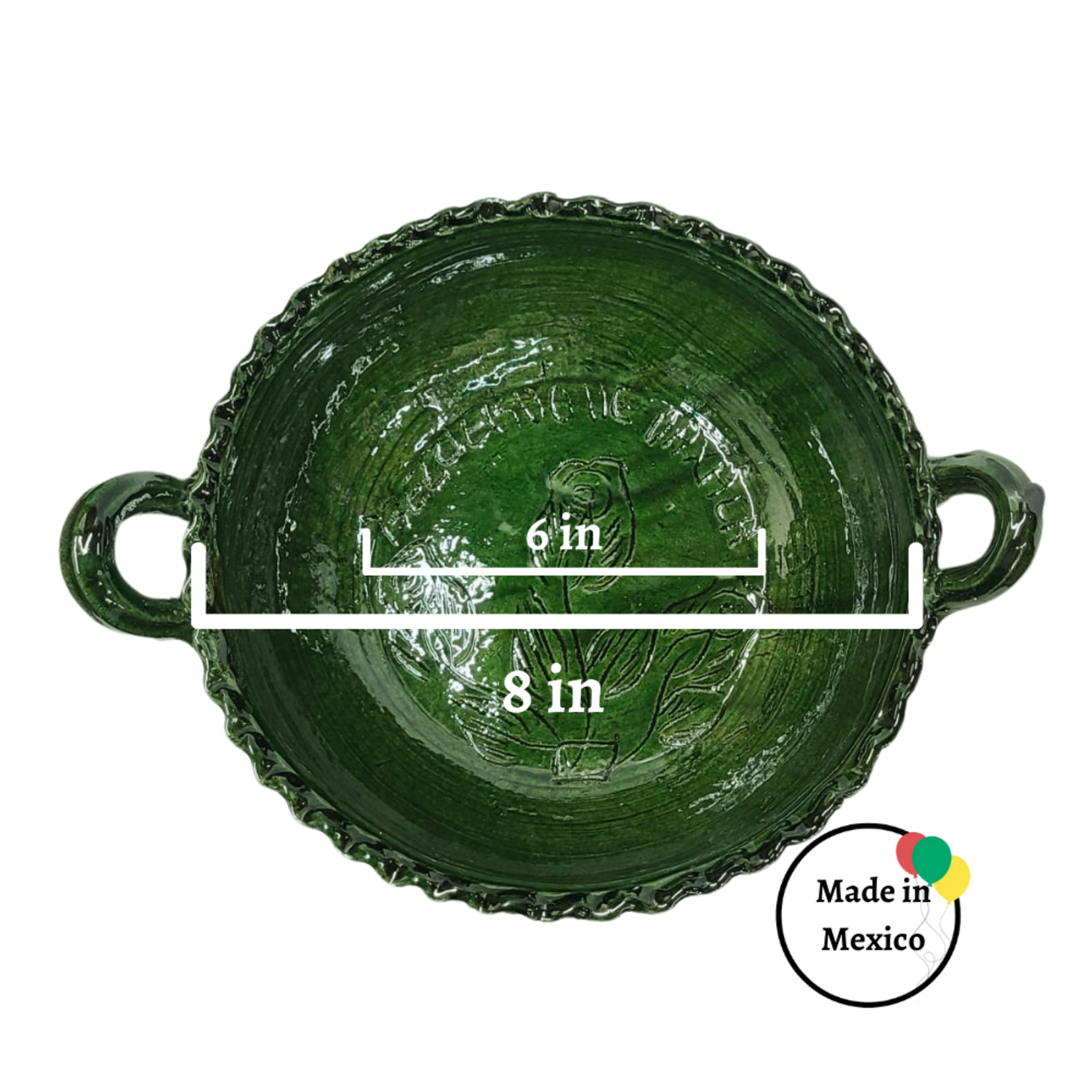 Cazuelita de Barro Toda Verde con Orilla China