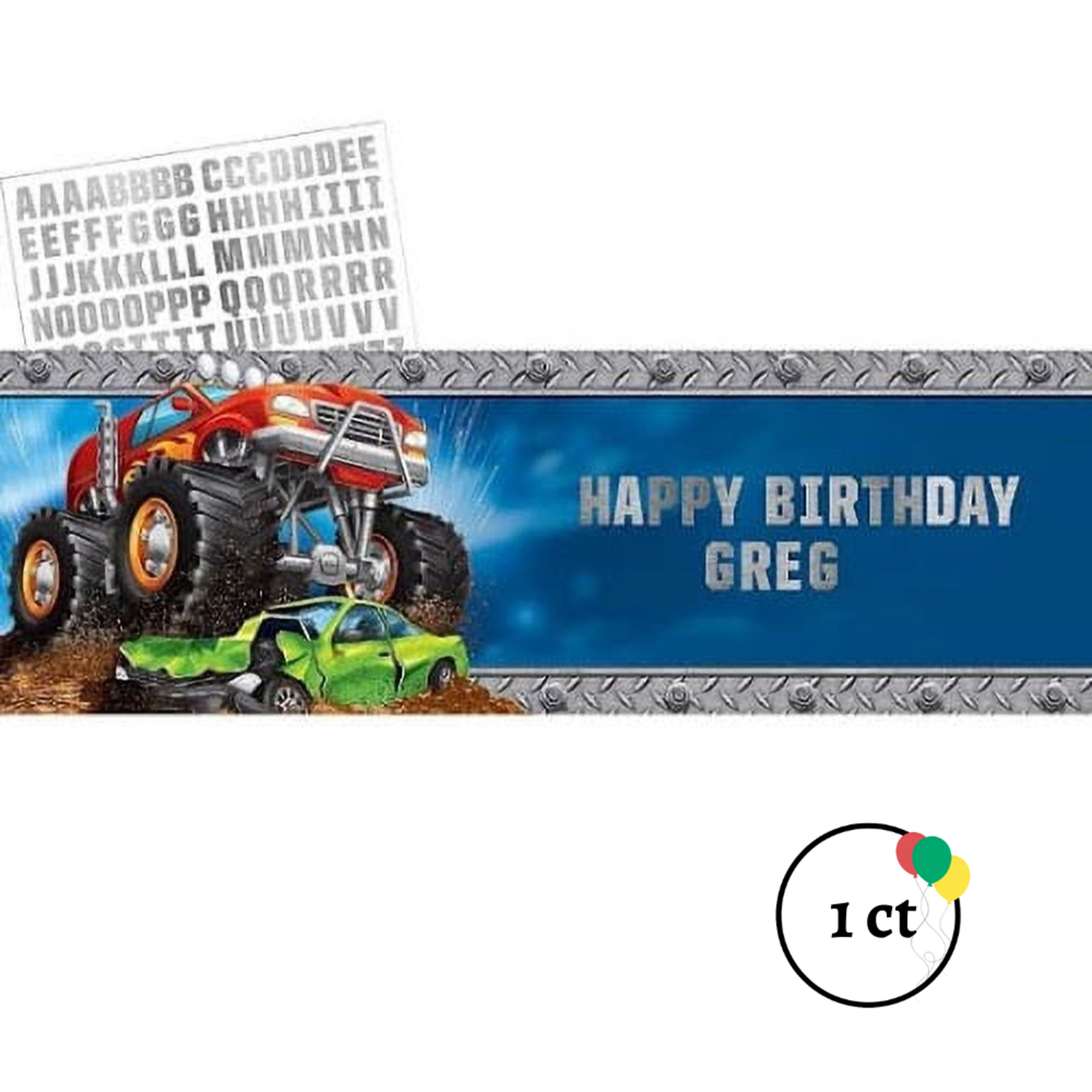 Monster Truck Party Banner