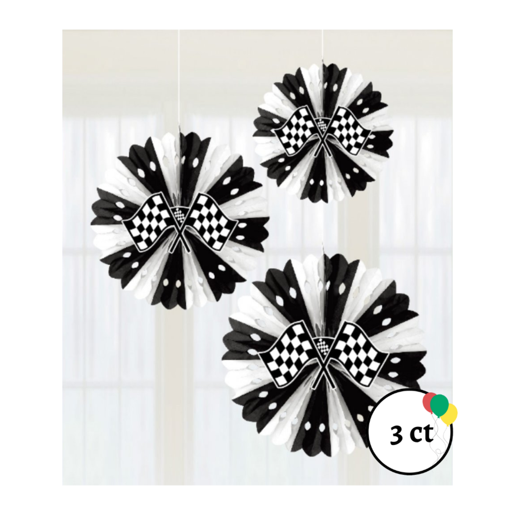 Checkered Fan Decoration 3ct.