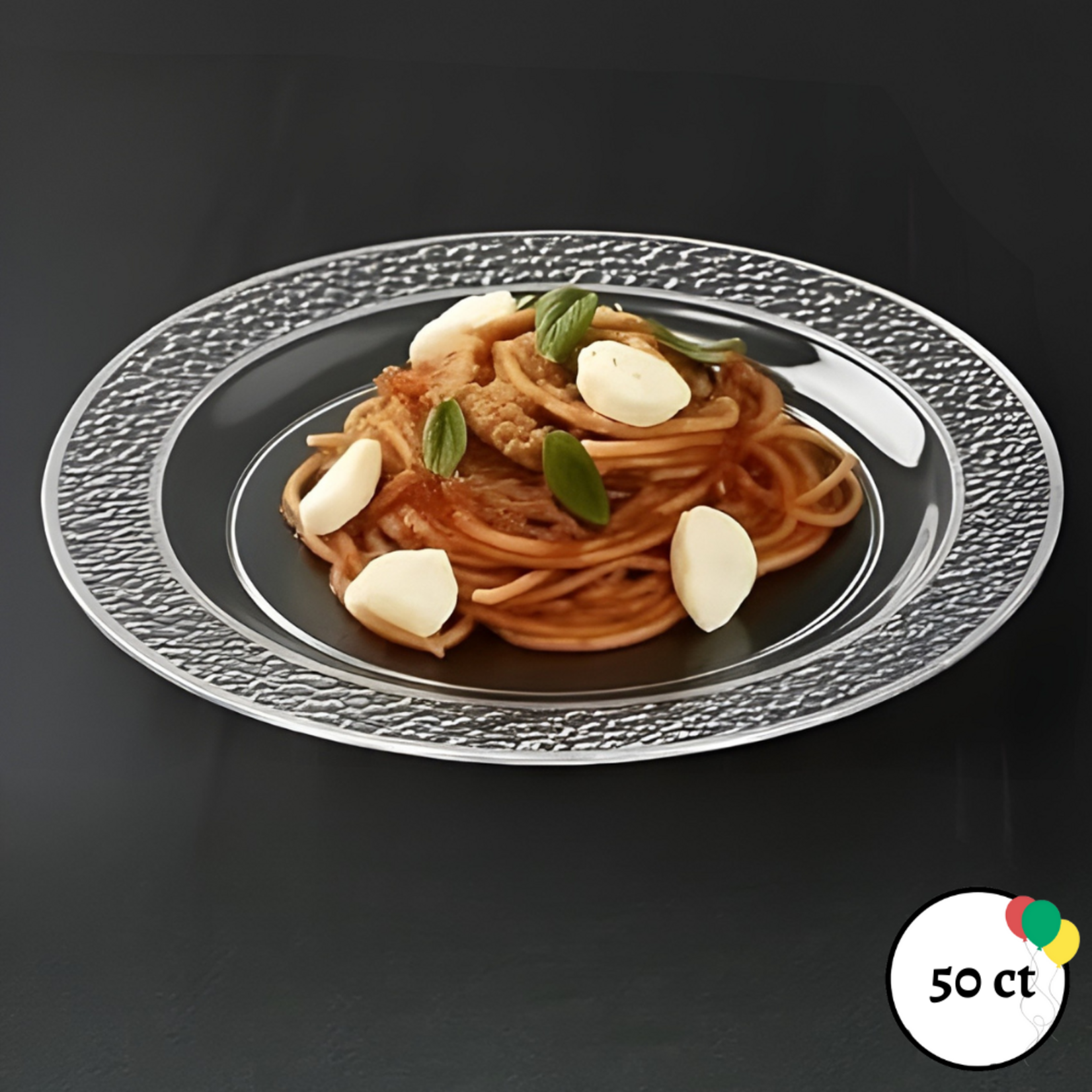 Fancy Feast Plastic Plate  Silver Rim  50ct