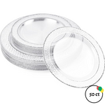 Fancy Feast Plastic Plate  Silver Rim  50ct