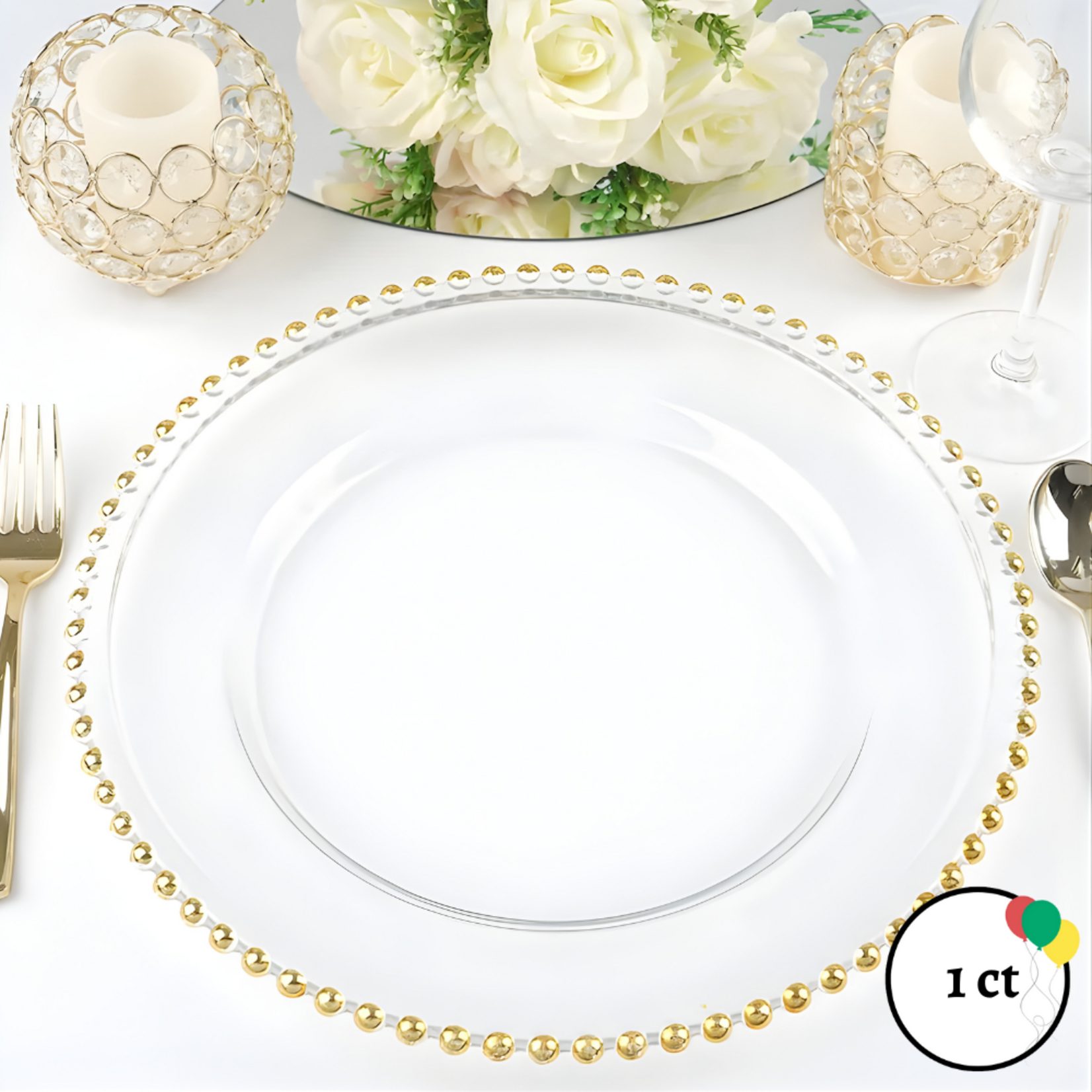 Clear and Gold Charger Plate 1ct