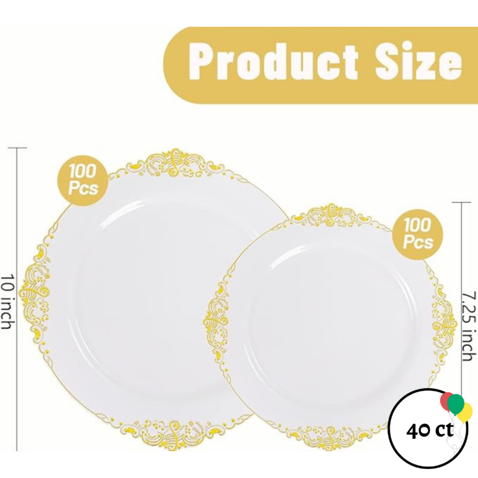 Fancy Feast Dishware White and Gold  Plastic Plates 40ct