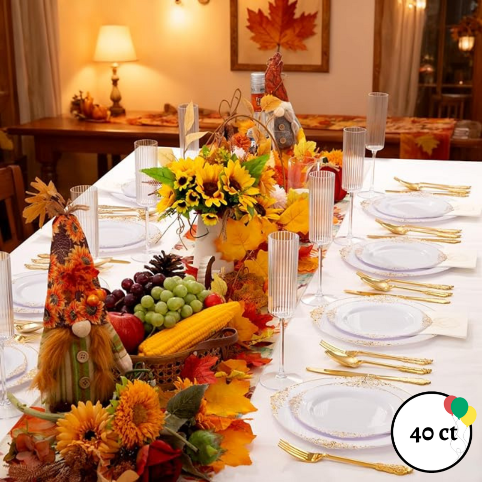 Fancy Feast Dishware White and Gold  Plastic Plates 40ct