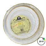 Fancy Feast Dishware White Gold Rim Plastic Plate 50ct
