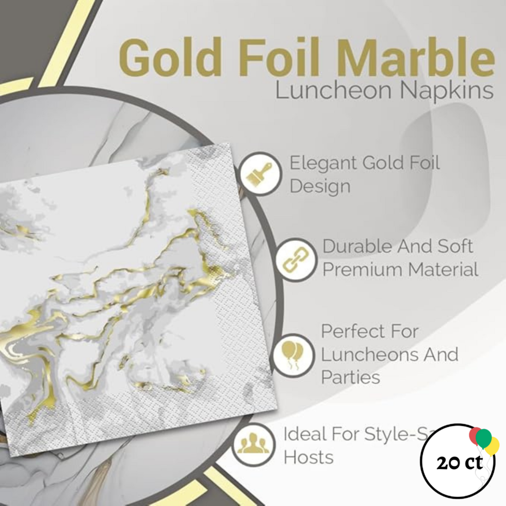 Elegant Gold Marble Napkins 20ct