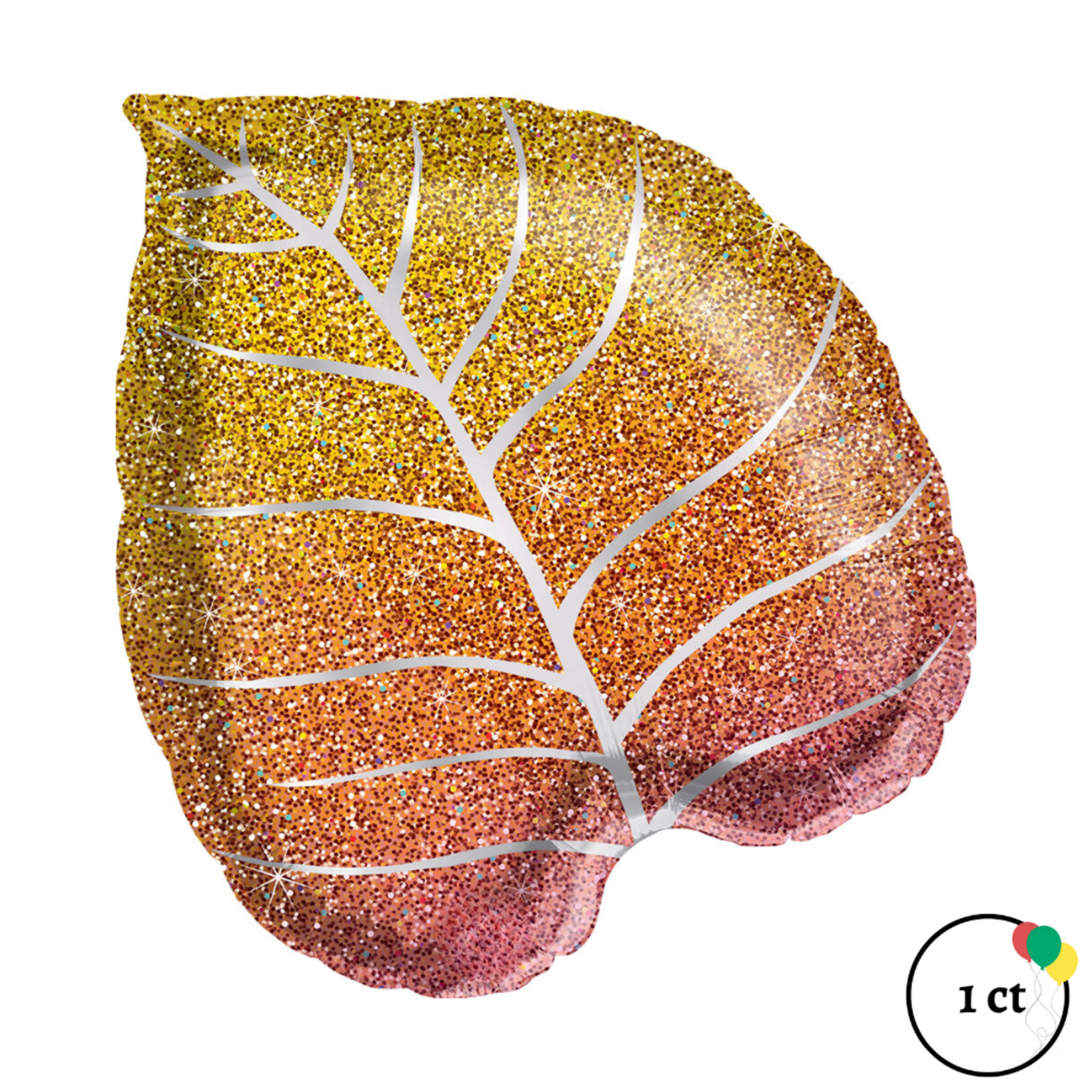 21" Fall Glitter Graphic Ombre Leaf