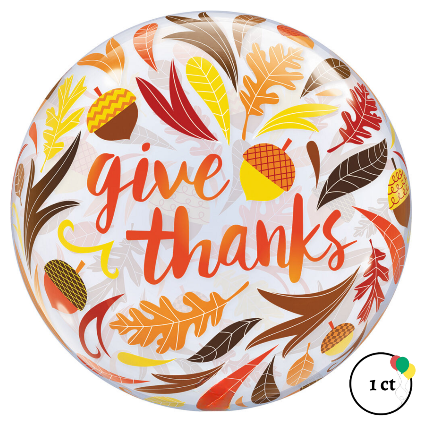 Qualatex 22" Give Thanks Acorns Bubble