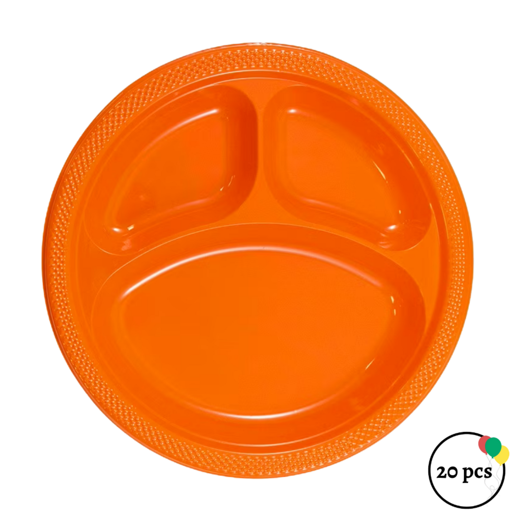 3-Compartment Orange Plates 20ct