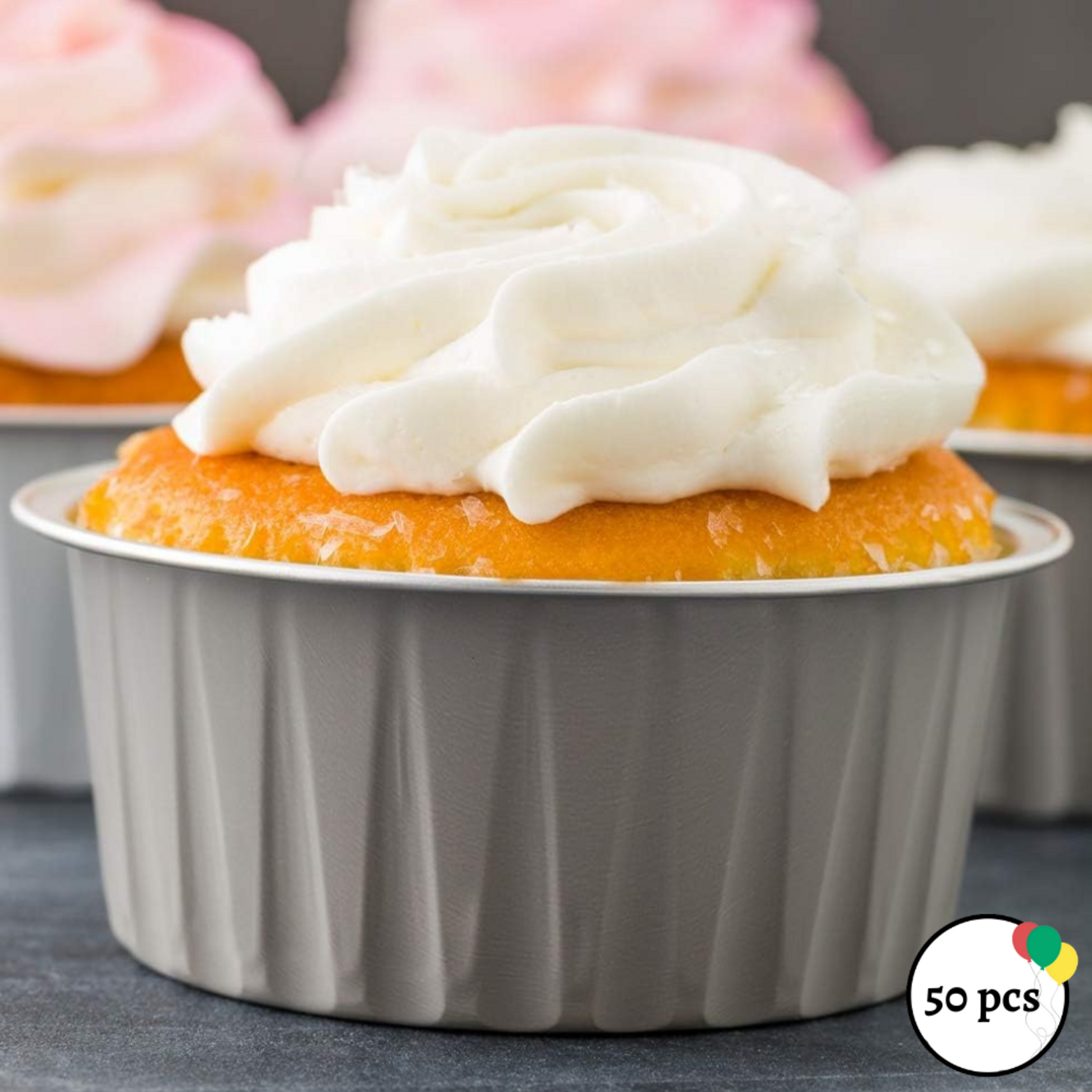 Round Aluminum Baking Cup With Dome Lid 50pc