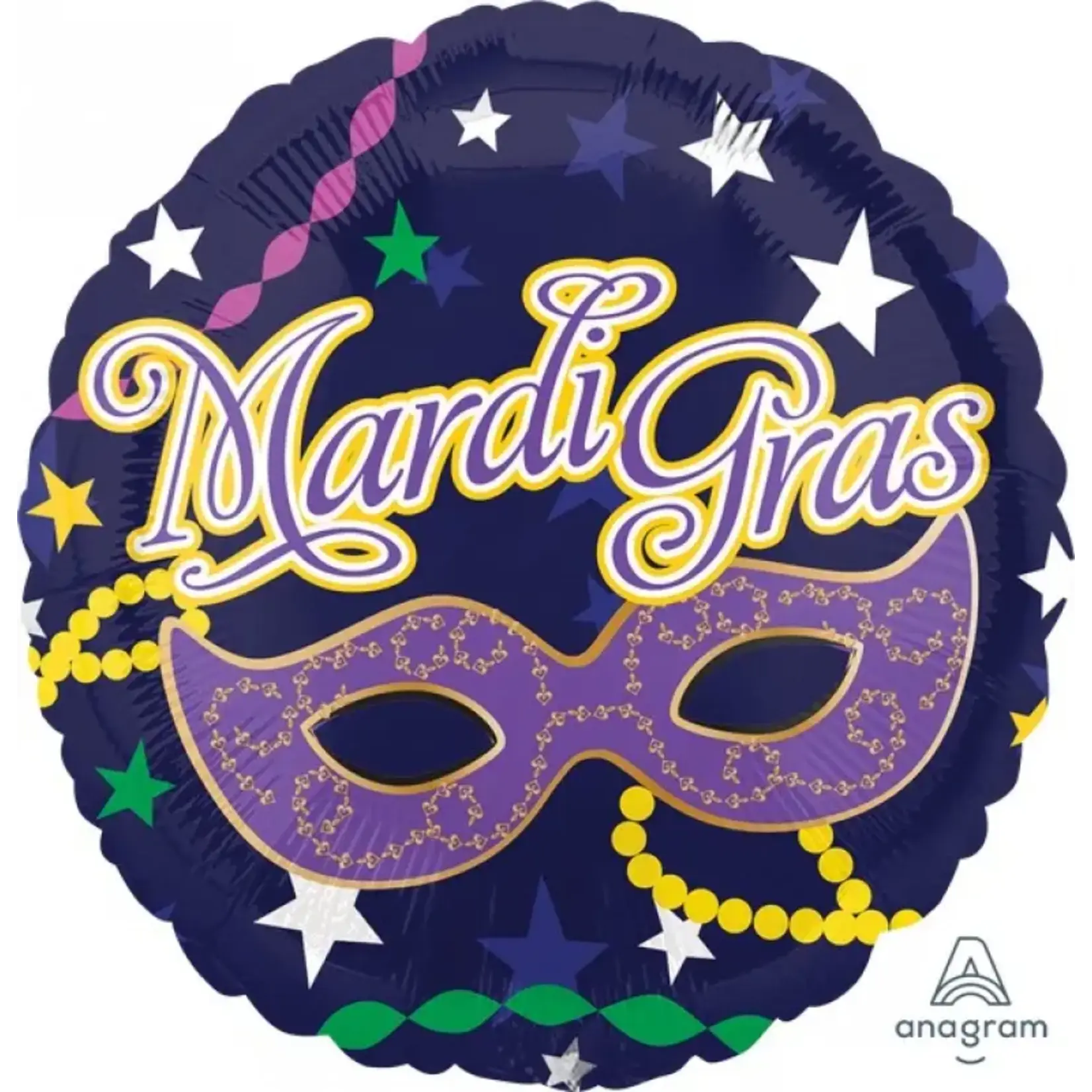 MARDI GRAS FOIL BALLOON MASQUERADE MASK