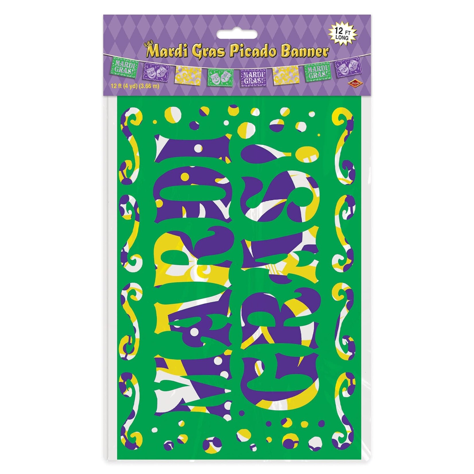 Mardi Gras Picado Style Pennant Banner