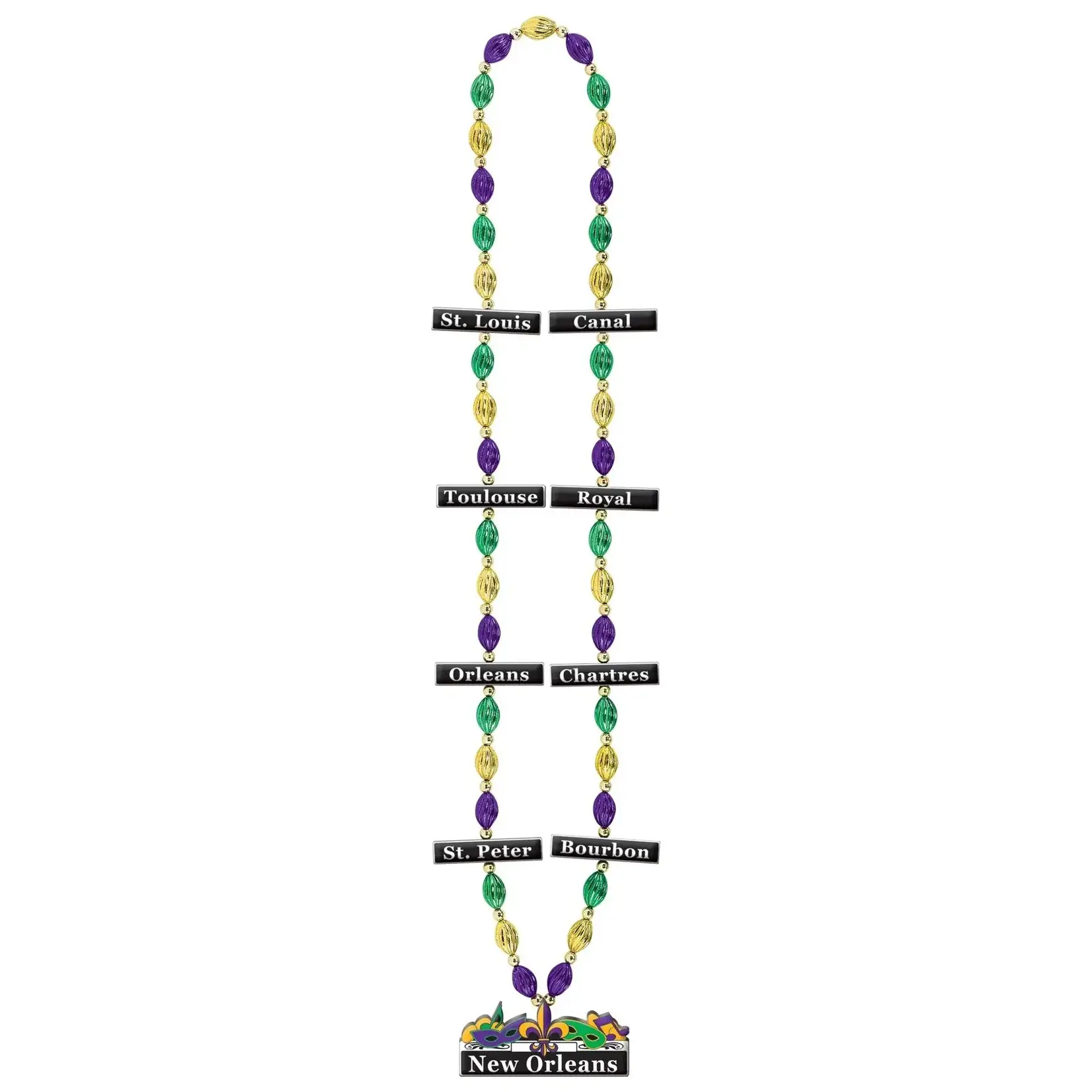 Mardi Gras Street Sign Bead Necklace