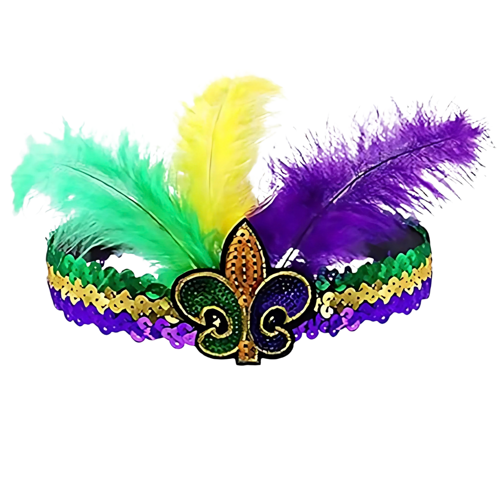 Mardi Gras Sequin Feather Headband
