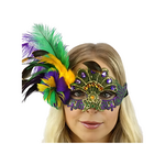Mardi Gras Gem Feather Mask
