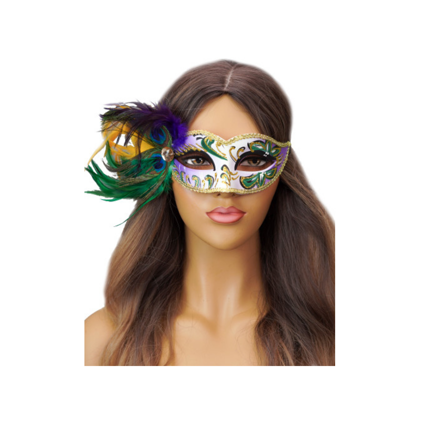 Mardi Gras Masquerade Mask with Feathers