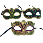 Mardi Gras Glitter Half Face Masks - Assorted