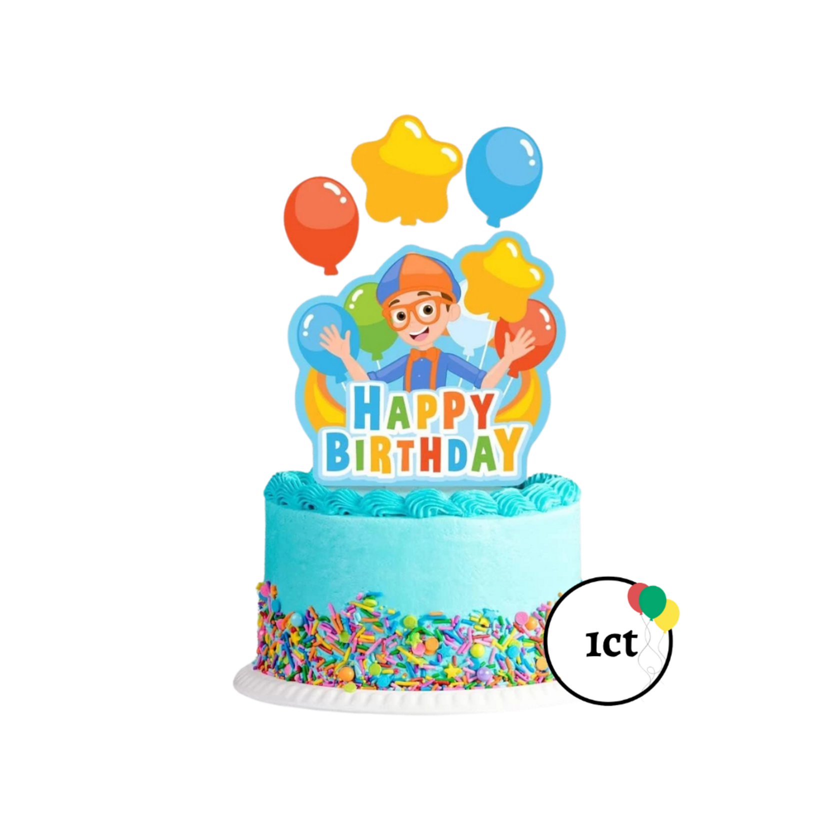Happy Birthday Blippi Cake Decor Kit