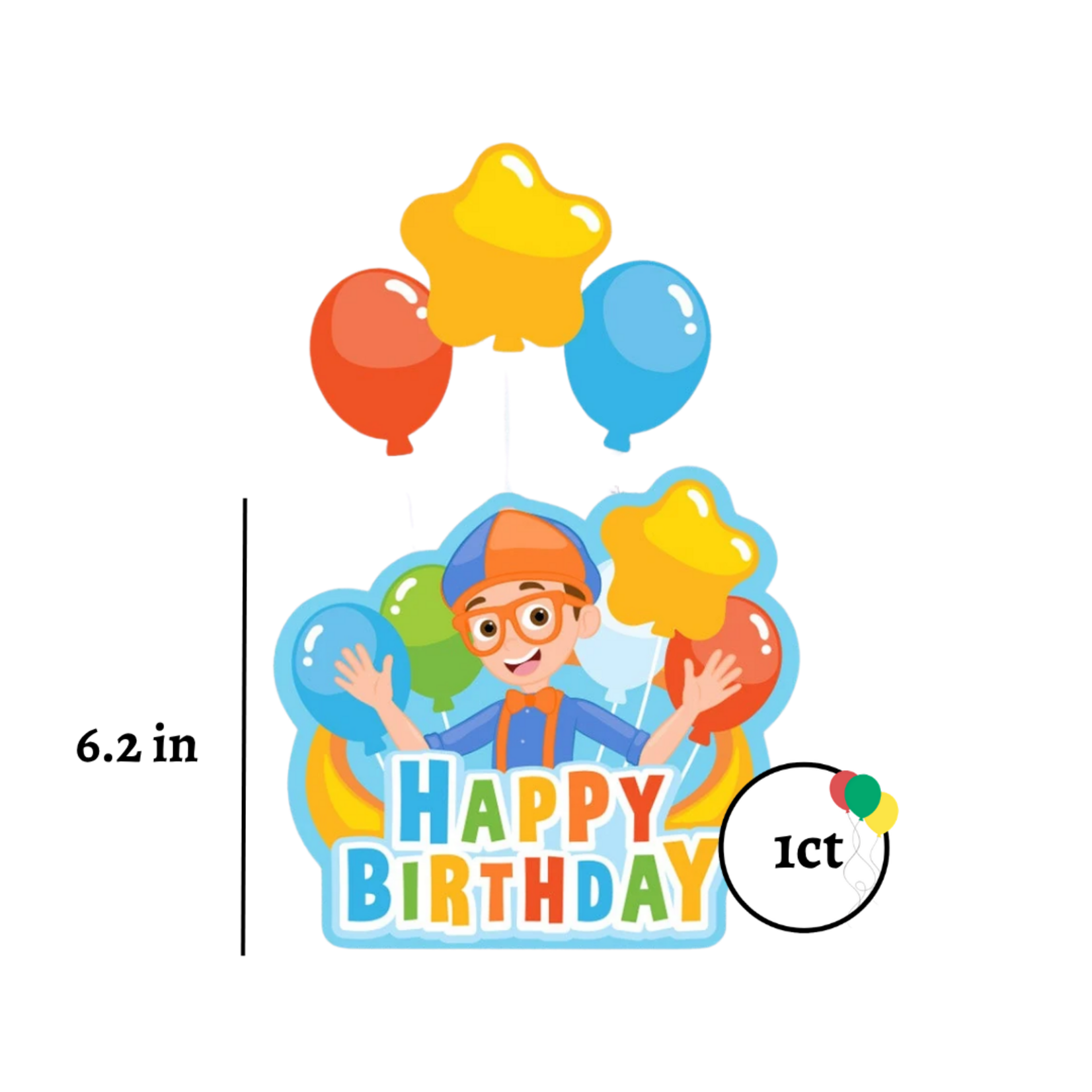 Happy Birthday Blippi Cake Decor Kit